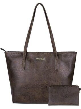 Women's Coffee Vegan Leather Purse Ladies Shoulder Handbag West Tote Bags